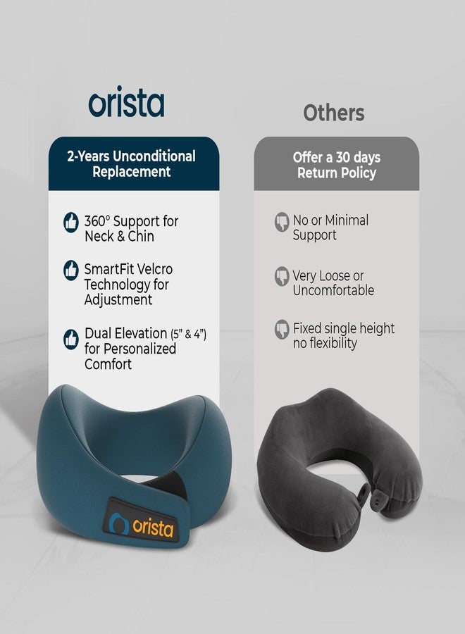 Orista وسادة أوريستا™ للسفر بالرقبة | وسادة رقبة فاخرة من إسفنج الذاكرة للسفر بالطائرة والسيارة والنوم | مسند رأس قابل للتعديل، وسادة سفر لدعم الرقبة أثناء النوم | مخمل أخضر مخضر - Image 4